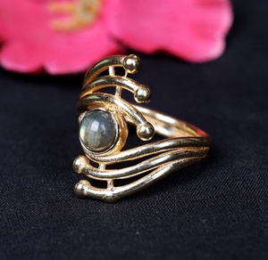 Unique Celestial Wave Labradorite <b>Ring</b> Gold Vermeil Multi-Band Spiral Natural Stone <b>Ring</b> <b>Adjustable</b> Artisan Jewelry Supplier - Product Image 6