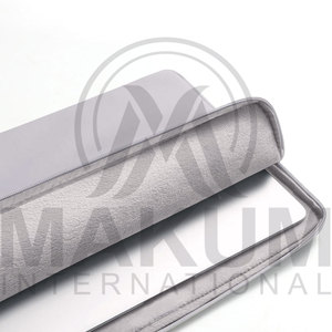 Gray PU Leather <b>Laptop</b> <b>Sleeve</b> with Zippered Card Pocket for Portable Protection <b>Laptop</b> cover - Product Image 2