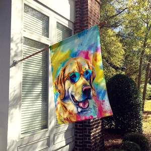 Amarillo Labrador Hippie gran poste de porche decorativo patio Banner Multicolor poliéster casa tamaño pared colgante ilustraciones Multicolor - Product Image 2