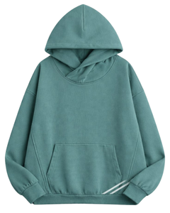 Sweat à capuche vert sarcelle pour homme, style décontracté streetwear, en molleton de coton, avec poche kangourou, logo personnalisé, vente en gros OEM - Product Image 1