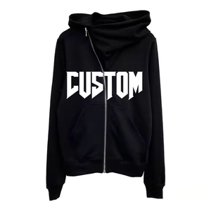 Vente en gros de sweats à capuche surdimensionnés personnalisés de haute qualité à bas prix, avec fermeture éclair asymétrique, style hip-hop pour hommes, haute qualité - Product Image 1