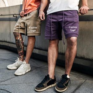 Shorts de sport décontractés pour hommes, respirants, 100% coton, avec logo personnalisé, style streetwear, cargo, taille élastique, pour la course à pied et le basketball - Product Image 2