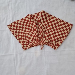 Retro Checkerboard Cotton Frill Pajama Set Red Cream Bold Check Print Tassel Tie Waist Women's Summer Shorts Casual Wear - Product Image 4
