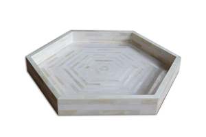 Plateau artisanal en nacre naturelle avec jute et rotin, petit organiseur de rangement - Product Image 2