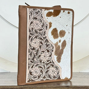 Carpeta Portafolio de Cuero Vacuno Personalizada con Cierre de Cremallera, Anillas y Bloc de Notas, Organizador de Negocios - Product Image 4