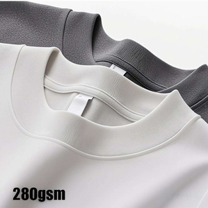 Camiseta de Manga Corta para Hombre, 100% Algodón Grueso, Color Sólido, Hombros Caídos, Holgada, Estilo Moderno, Unisex, Transpirable - Product Image 1