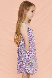 Vestido corto con estampado Floral para niña, ropa de verano con tirantes finos, tejido de rayón transpirable suave - Product Image 3