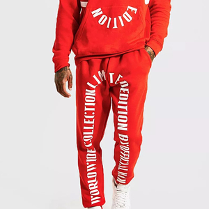 Ensemble de survêtement pour homme en coton épais respirant à capuche et manches longues, édition limitée hiver rouge, avec imprimé frontal - Product Image 3