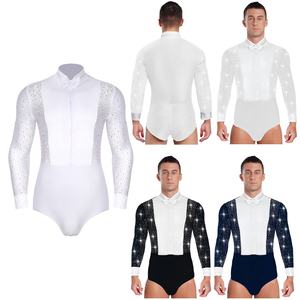 Body de leotardo de baile de salón de rumba Latina <span class=keywords><strong>para</strong></span> hombre con conjuntos de pajarita <span class=keywords><strong>para</strong></span> <span class=keywords><strong>Tango</strong></span> Cha-Cha puesta en escena competición de fiesta temática - Product Image 1