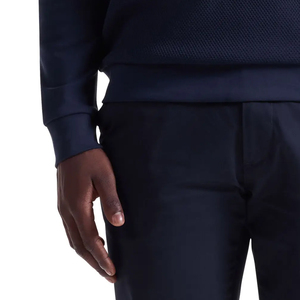 Men's <b>Navy</b> Quarter Zip <b>Sweatshirt</b> Regular Fit Solid Color Casual O-Neck Knitted Breathable Winter Front Logo 100% Cotton - Product Image 4