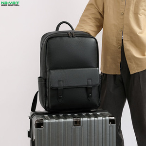 Sac à dos pour ordinateur portable en cuir véritable grande capacité, imperméable, respirant, personnalisable, décontracté, pour affaires, école, voyage, unisexe, extérieur - Product Image 6