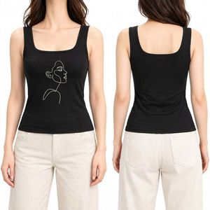 Débardeur en coton côtelé vert sauge, luxueux, doux, élastique, col rond, résistant à l'humidité, ajusté, sans manches - Product Image 5