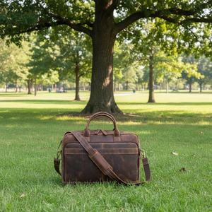 Sac d'affaires en cuir véritable 16'' pour ordinateur portable, mallette de voyage, sac de travail, fournisseur OEM avec logo personnalisé - Product Image 2