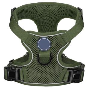 Harnais pour chien personnalisé, grande taille, couleur verte, respirant, rembourré, en cuir, pour l'entraînement, la promenade et la randonnée - Product Image 1