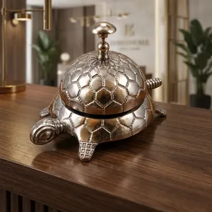 Campana de Servicio Decorativa de Metal con Diseño de Tortuga Plateada, Campana de Mesa con Patrón Intrincado de Concha, Diseño Animal Vintage - Product Image 4