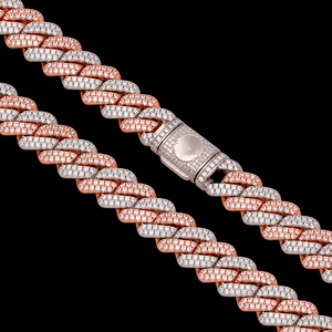 Wholesale Price 18K Rose Gold Plated Micro Double Raw Pave Moissanite Link Chain <b>Statement</b> <b>Necklace</b> Unisex Luxury Everyday Wear - Product Image 5