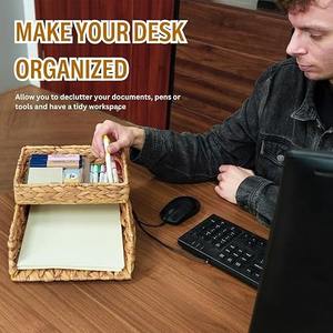 Panier de rangement tressé en jacinthe d'eau pour table ou bureau, fait main, écologique, vente en gros, fabriqué au Vietnam - Product Image 5