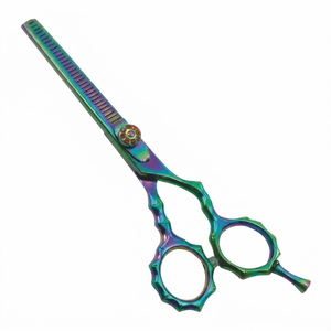Ciseaux à effiler professionnels en titane de haute qualité, fabriqués au Pakistan, avec poignée texturée, pour salon de coiffure. - Product Image 1
