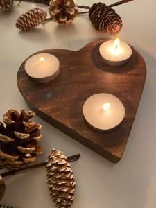Wood Heart Shape <b>Tea</b> Light Holder For Valentine'S Day Home Decoration Heat Resistant Candle <b>Stand</b> - Product Image 2