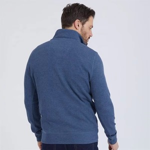 Sweat-shirt à capuche pour homme en coton, broderie personnalisée, coupe oversize, style streetwear, tricoté, bleu, avec fermeture éclair quart, OEM, vente en gros - Product Image 3