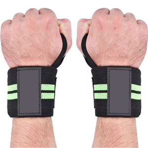 สายรัดข้อมือไนลอนแบบปรับได้พร้อมแถบสีเขียวสำหรับยกน้ำหนัก ฟิตเนส รองรับการออกกำลังกาย ผ้าพันแผลยืดหยุ่นระบายอากาศได้สำหรับทุกเพศทุกวัย - Product Image 2