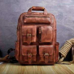 <b>Large</b> Capacity Waterproof <b>Leather</b> <b>Backpack</b> Vintage Anti-Theft Laptop Bag for Business Trip Rucksack LBP-0335 - Product Image 1