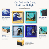 Cadre photo magnétique carré décoratif de luxe personnalisé en bois époxy 3D multicouche, écologique et étanche, pour décoration artistique de la maison