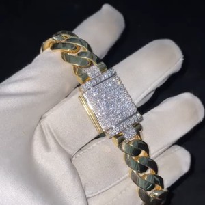 Chaîne de corps cubaine en or massif 9K de 10 mm, sertie de diamants de laboratoire brillants à trois rangs, style hip-hop, unisexe, pour mariage, vente en gros - Product Image 3