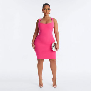 Nouvelle Collection 2026 – Robe moulante unie pour femme, longueur genou, taille basse, dos nu - Product Image 2