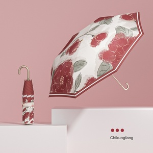 Petit parapluie pliant français doré anti-UV double usage, vente en gros pour fabricants, impression personnalisée - Product Image 6