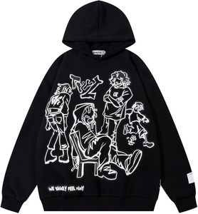 Sweat à capuche ample pour homme, haut de gamme, imprimé graphique, style hip-hop, manches longues, poche kangourou, mode urbaine - Product Image 2