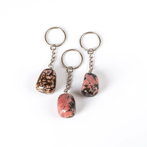 Porte-clés en cristal de rhodonite de haute qualité, pierre naturelle polie, cadeaux pour femmes, vente en gros - Product Image 3