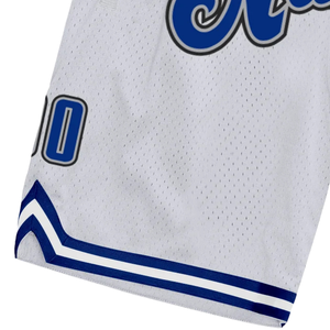 Shorts de basket-ball en mesh sublimé bleu royal et blanc pour hommes, imprimés numériquement, vêtements de sport pour compétition d'équipe - Product Image 4