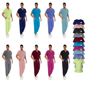 Uniformes Médicos de Hospital de Lona, Logotipo Personalizado, Resistentes al Agua, Elásticos, Unisex, Cuello Alto, Conjuntos de Manga Corta - Product Image 5