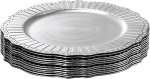 Plato de Presentación Plateado con Borde Dorado para Decoración Moderna de Recepciones de Boda - Product Image 5