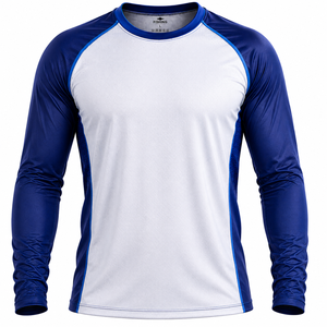 Camisetas Deportivas Casuales de Otoño para Mujer, de Manga Larga, Cuello Redondo, de Algodón, con Forro Polar, Anti-UV, Bordadas, de Secado Rápido, en Color Azul y Blanco - Product Image 5
