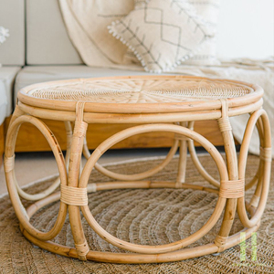 Mesa de Centro Redonda de Mimbre Natural Hecha a Mano, Muebles Boho para Sala de Estar, Decoración Ecológica para el Hogar, Proveedor de Vietnam - Product Image 1