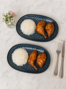 Blue Oval <b>Ceramic</b> Dinner <b>Plate</b> with Pebble Texture Modern Stoneware Oval Serving <b>Plate</b> Rustic Blue Oval <b>Ceramic</b> Serving Dish - Product Image 2