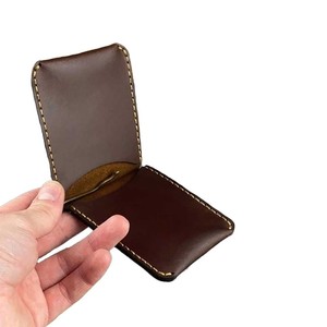 Slim Genuine Leather Vintage Money Clip <b>Wallet</b> Minimalist Cash <b>Holder</b> RFID Blocking Card Case Portable Unisex Gift - Product Image 2