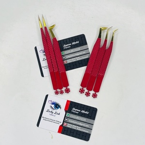 แหนบต่อขนตา Lucky Lash Tools ขายส่ง ผลิตจากเหล็กกล้าไร้สนิมญี่ปุ่น เคลือบสีแดง ป้องกันไฟฟ้าสถิตย์ ขนาด 10 มม. ปลายเรียบ - Product Image 6