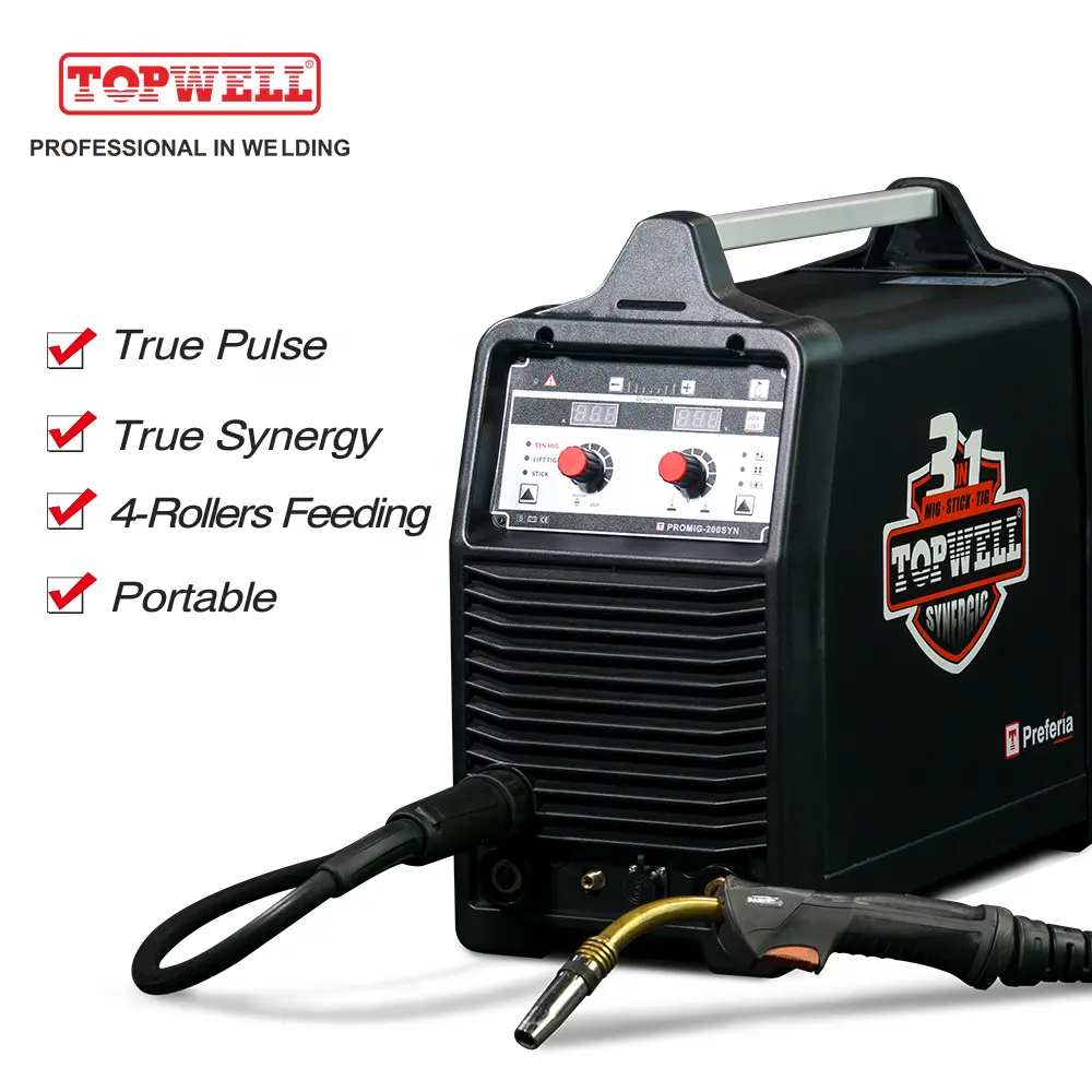 China portable reliable 3 in 1 welder mig arc welder promig200SYN Pulse