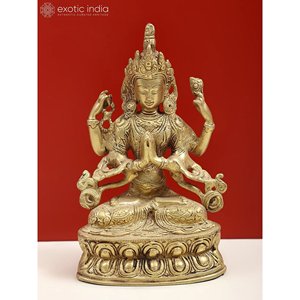 8 pouces divinité bouddhiste tibétaine Chenrezig Sculpture en laiton fait à la main Article fabriqué en Inde - Product Image 1