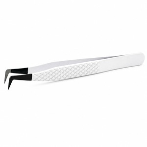 Pince à épiler de précision en acier inoxydable, pointes courbées et lisses pour l'application d'extensions de cils, outils de beauté - Product Image 1