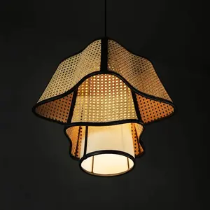 סגנון חדש תליון דקורטיבי תלוי תקרה במבוק קש מנורה סינתטית מנורת קש אהיל מלונות מנורות קישוט