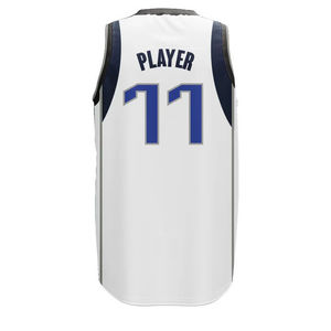 Maillot de basket-ball blanc personnalisé pour homme, col en V, sans manches, impression sublimée, évacuation de l'humidité, coupe classique, vêtements de sport pour toutes les saisons - Product Image 2