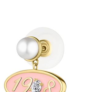 Pendientes Colgantes de Oro Rosa y Perlas Blancas con Colgante Decorativo Ovalado, Joyería Elegante de Moda para Mujeres y Niñas, para Bodas - Product Image 4