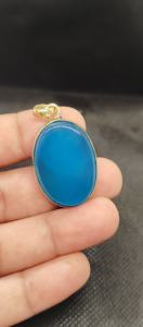 Accessoires de mode pour hommes et femmes, collier avec pendentif en onyx bleu naturel, artisanal, en laiton, bijoux de mode en gros - Product Image 6