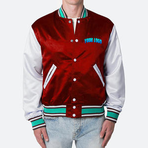 Blouson bomber de baseball brodé pour homme, style universitaire, en polyester, à manches longues, coupe-vent, avec boutons et revêtement. - Product Image 2