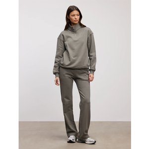 <b>Women's</b> Gray Full Sleeve Loose Fit 2-Piece Tracksuit <b>Set</b> Fleece Material Solid Color Casual All Seasons Sportswear - Product Image 1
