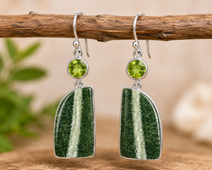 Natural Green 925 Sterling Silver Plated Gemstone Drop <b>Earrings</b> Certified for Unisex & Women's Wedding & Party Gift Jewelry - Product Image 2